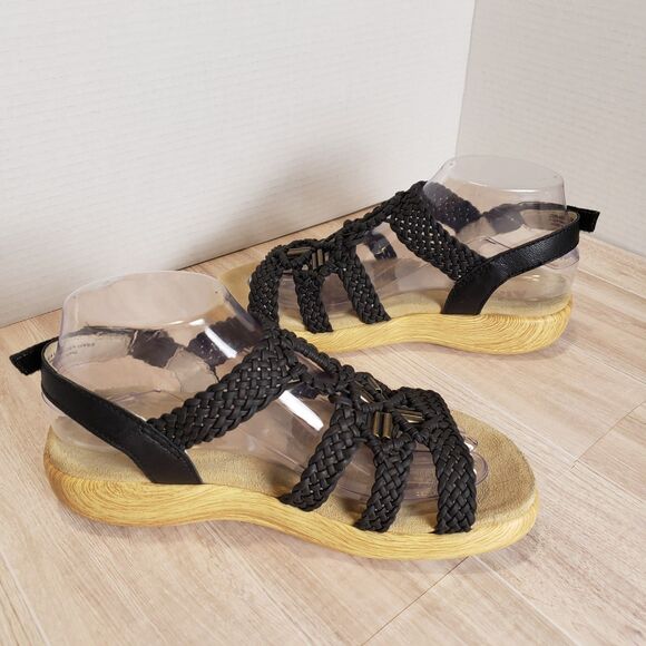 Alegria Jena Black Braided Gladiator Sandals Women’s Size 7.5 EU 38 Comfort Cork - Picture 2 of 7